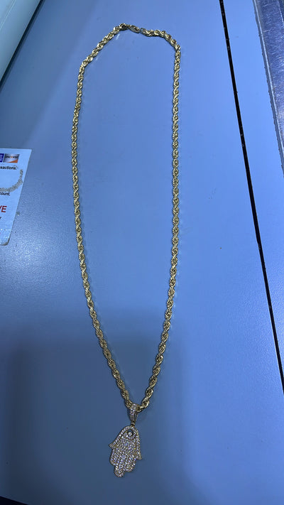 Rope chain & Pendant Hamsa 14k