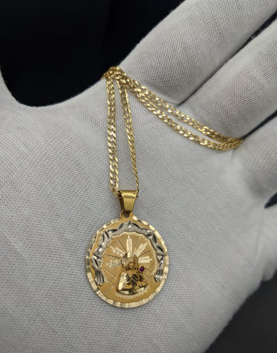 Cuban Chain & Virgin Pendant 14k